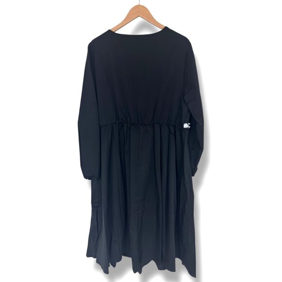 New Black & White Pleated Ruffle Ribbon Midi Dress w/ Pockets Size 18-20 2X Plus - Picture 10 of 13